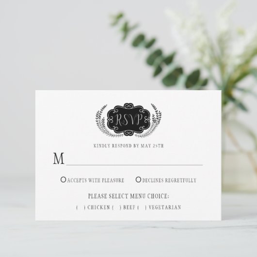Modern Stylistic Black en White RSVP | (Staand voorkant)