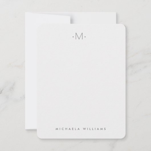 Modern subtiel monogram Initiaal & naam Notitiekaartje (Voorkant)