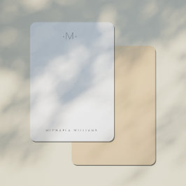 Modern subtiel monogram Initiaal & naam Notitiekaartje