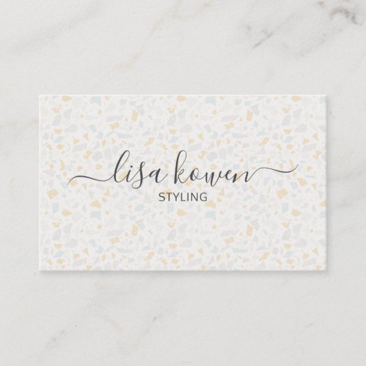 Modern subtiel terrazzo-keramisch patroon visitekaartje (Voorkant)