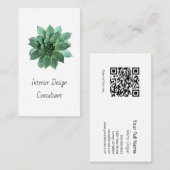 Modern Succulent Boho Botanical QR code Visitekaartje (Voorkant / Achterkant)