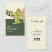 MODERN SUCCULENT CACTUS ORANJE FLORALE WATERVERF VISITEKAARTJE (Voorkant / Achterkant)