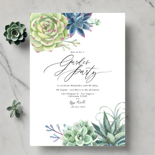 Modern Succulent Greenery Garden Party Kaart