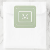Modern succulent groen monogram vierkante sticker (Tas)
