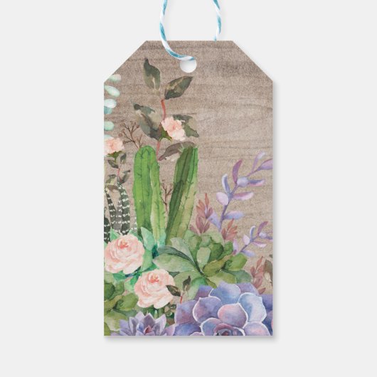 Modern Succulent Terrarium Fiesta Bloemenbruiloft Cadeaulabel (Achterkant)