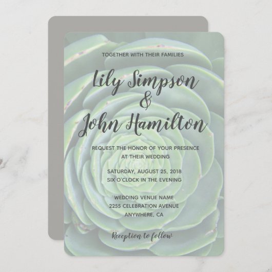 Modern Succulent Wedding Uitnodiging (Voorkant / Achterkant)