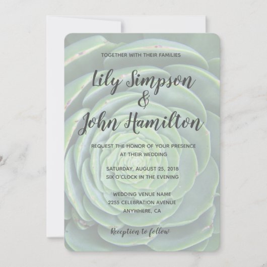 Modern Succulent Wedding Uitnodiging (Voorkant)