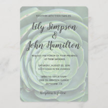 Modern Succulent Wedding Uitnodiging