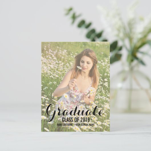 Modern Summer Afstuderen Uitnodiging Briefkaart Fo (Staand voorkant)