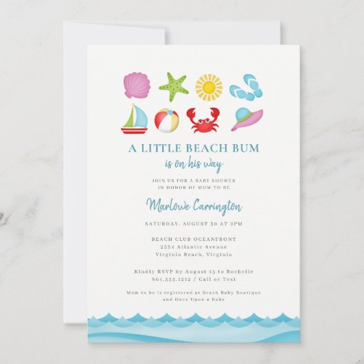 Modern Summer Beach Baby shower Uitnodiging (Voorkant)