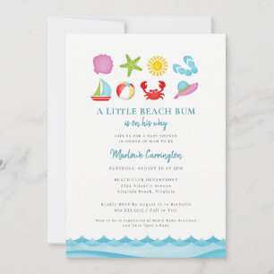 Modern Summer Beach Baby shower Uitnodiging