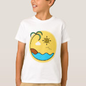 Modern Summer Beach Emblem Art T-shirt (Voorkant)