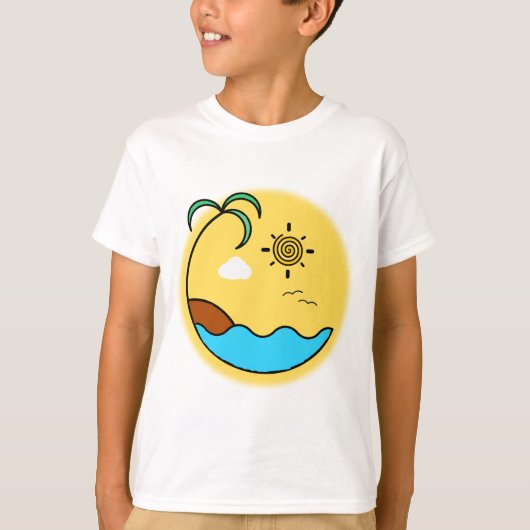 Modern Summer Beach Emblem Art T-shirt (Voorkant)