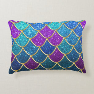 Modern Summer Beach House Mermaid Glitter Pattern Accent Kussen