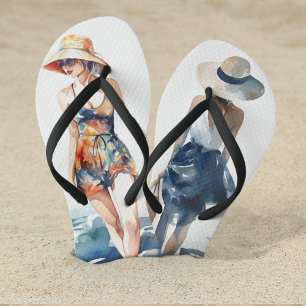 Modern Summer Beach Mode Naam van de Waterverf Teenslippers