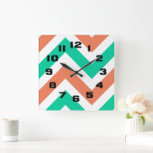 Modern Summer Chevron Stripes Pattern Vierkante Klok (Huis)