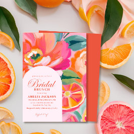 Modern Summer citrus Oranje bloemige Vrijgezellenf Kaart