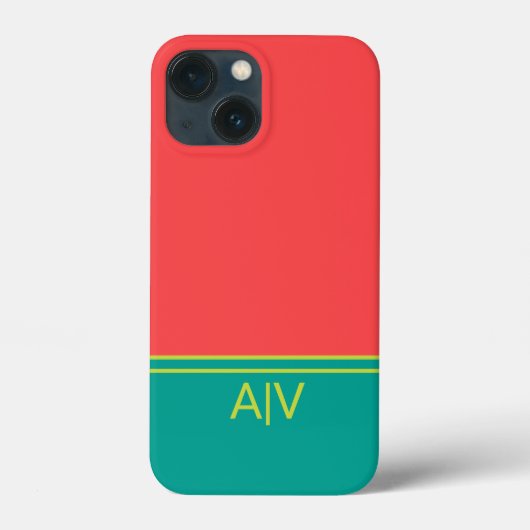 Modern Summer Coral Aquamarine Monogram Case-Mate iPhone Case (Achterkant)