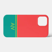 Modern Summer Coral Aquamarine Monogram Case-Mate iPhone Case (Achterkant (horizontaal))