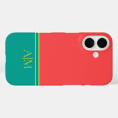 Modern Summer Coral Aquamarine Monogram Case-Mate iPhone Case (Achterkant (horizontaal))