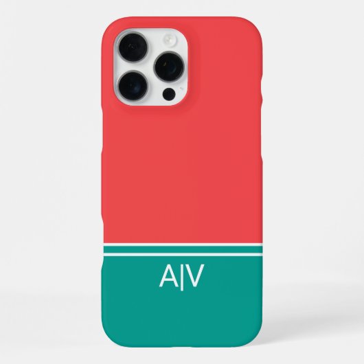 Modern Summer Coral Aquamarine Monogram iPhone Hoesje (Achterkant)
