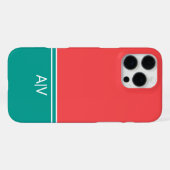 Modern Summer Coral Aquamarine Monogram iPhone Hoesje (Achterkant horizontaal)