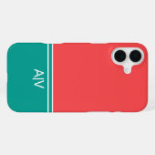 Modern Summer Coral Aquamarine Monogram iPhone Hoesje (Achterkant horizontaal)