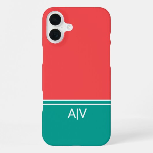 Modern Summer Coral Aquamarine Monogram iPhone Hoesje (Achterkant)