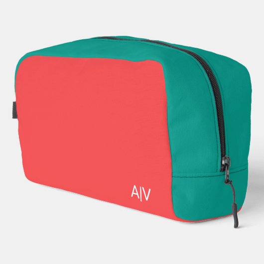 Modern Summer Coral Aquamarine Monogram Toilettasje (Rechterhoek)