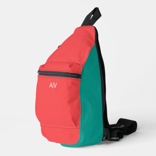 Modern Summer Coral Monogram Sling Bag (Rechterhoek)