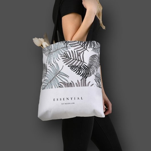 Modern Summer Dark Tropical Minimalist Tote Bag