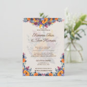 Modern Summer Floral bruiloft Invitation Kaart (Staand voorkant)