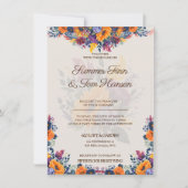 Modern Summer Floral bruiloft Invitation Kaart (Voorkant)