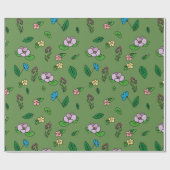 Modern Summer Floral Green Cadeaupapier (Vlak)
