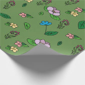 Modern Summer Floral Green Cadeaupapier (Hoek)
