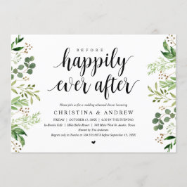 Modern Summer Greenery, Wedding Rehearsal Dinner Kaart