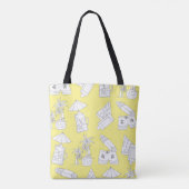 Modern Summer Line Drawings on Yellow Monogram Tote Bag (Achterkant)