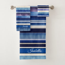 Modern Summer Navy Blue Boat Stripes Collectie Bad Handdoek