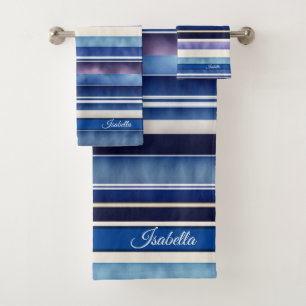 Modern Summer Navy Blue Boat Stripes Collectie Bad Handdoek
