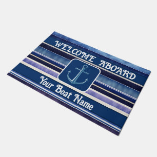 Modern Summer Navy Blue Boat Stripes Collectie Deurmat