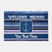 Modern Summer Navy Blue Boat Stripes Collectie Deurmat (Voorkant)