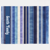 Modern Summer Navy Blue Boat Stripes Collectie Fleece Deken (Voorkant (Horizontaal))