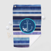 Modern Summer Navy Blue Boat Stripes Collectie Golfhanddoek (Insitu)