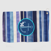 Modern Summer Navy Blue Boat Stripes Collectie Golfhanddoek (Horizontaal)