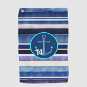 Modern Summer Navy Blue Boat Stripes Collectie Golfhanddoek (Voorkant)