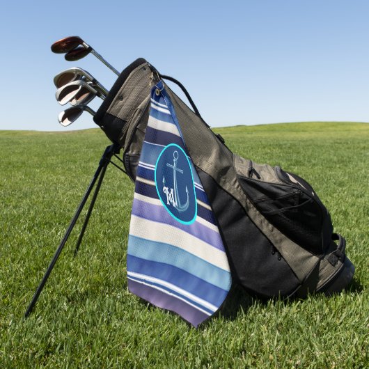 Modern Summer Navy Blue Boat Stripes Collectie Golfhanddoek (Groen)