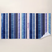 Modern Summer Navy Blue Boat Stripes Collectie Strandlaken (Voorkant)