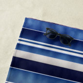 Modern Summer Navy Blue Boat Stripes Collectie Strandlaken (In situ)