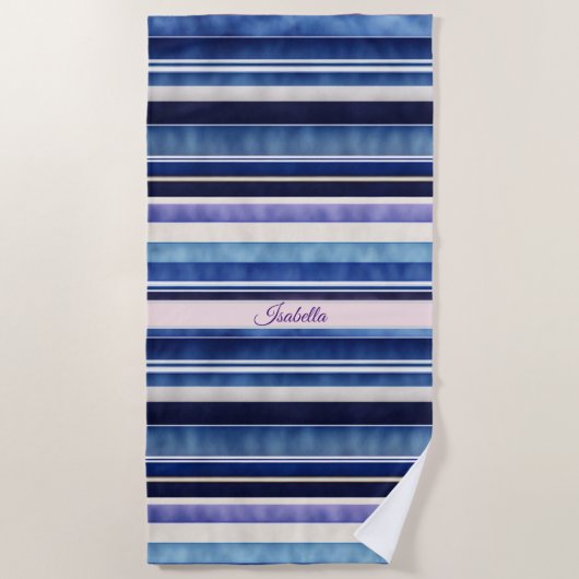 Modern Summer Navy Blue Boat Stripes Collectie Strandlaken (Voorkant)