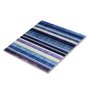 Modern Summer Navy Blue Boat Stripes Collectie Tegeltje